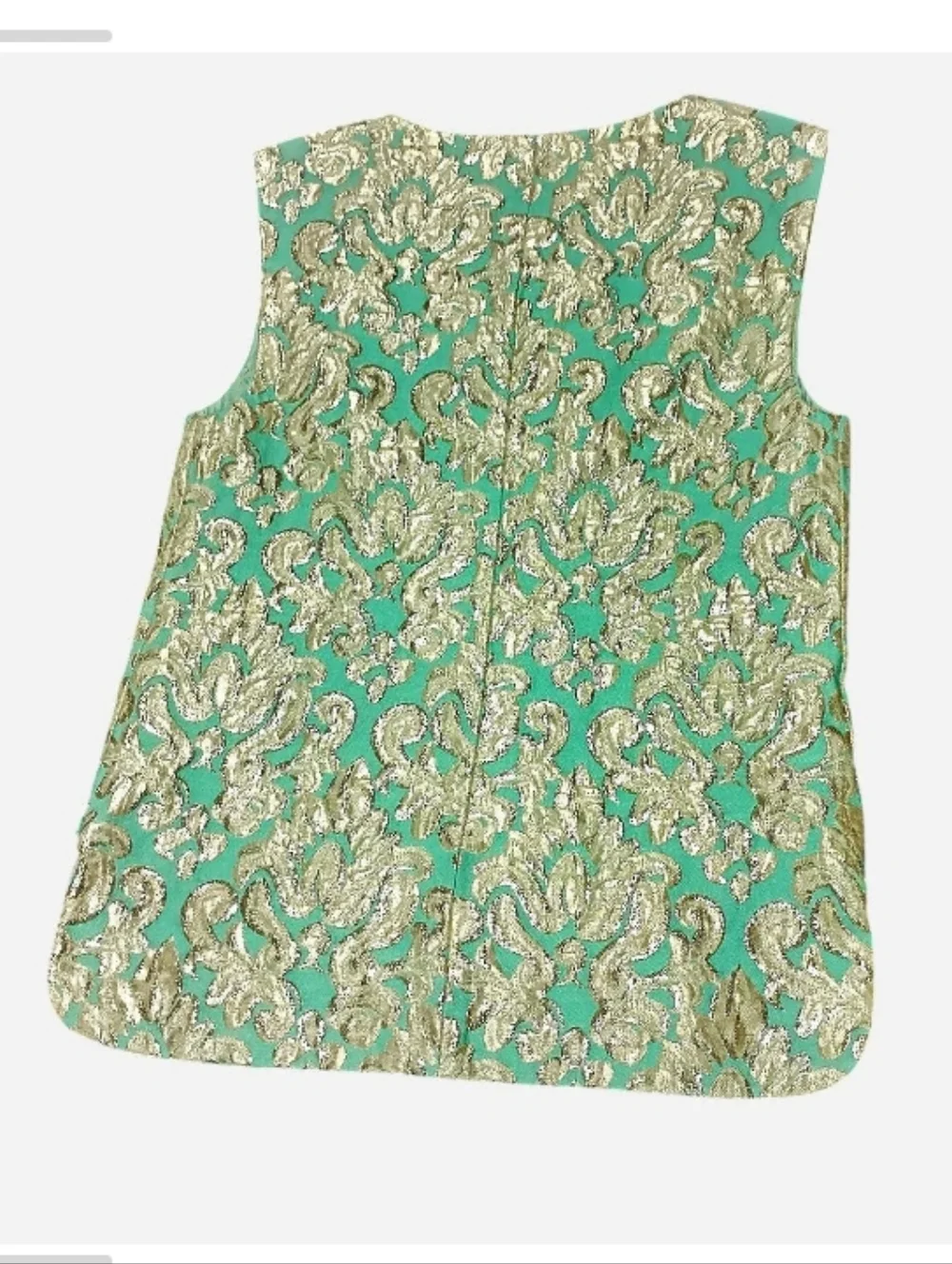 J. Crew Mint‎ Green and Gold Brocade Sleeveless Top